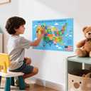 COMIX Magnetic Dry Erase Board, Educational Jigsaw Puzzle Board for Kids, 26" x 17" Adhesive 42 State USA Map Puzzle for Kids at Home Student Classroom