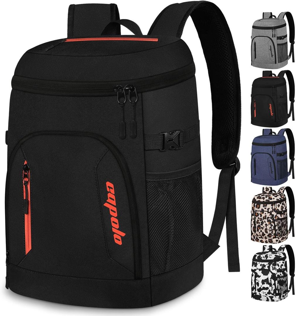 Capolo Cooler Backpack 30 Cans, Insulated Backpack Cooler Leak Proof Large Capacity Thermal Bag Drink Beverage Beer Bag Soft Cooler Lunch Camping Travel Picnic Hiking for Men Women Black