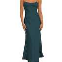 Satin Spaghetti Strap Backless Ruched Twist Cocktail Dresses for Women Silk Open Back Cut Out Midi Dress Wedding Guest XS