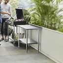 All-Stainless Steel Prep Table, 24 X 48 Inches, with Rounded-Corner Backsplash and Adjustable Undershelf, Heavy-Duty for Outdoor Use,Restaurants,Hotels,Workshops,Kitchens,Gardens, and Garages