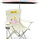 BUSYSIR Kids Beach Folding Camping Chair - Kids Camping Chair with Outdoor Umbrella - Lightweight and Sturdy - for Beach Outdoor Camping Picnic (Pink)