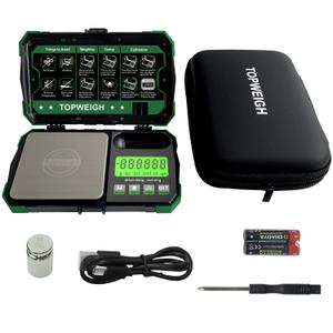 Pocket Scale, Dual Powered, Precision Gram Jewelry Scale with Zipper Case, Digital Small Coin Scale, Large Backlight Display, 500g x 0.01g, 6 Weighing Units,Cal Weight, USB Cable Included (Green)