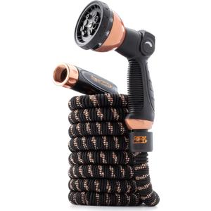 Pocket Hose 25 FT Copper Bullet Expandable Garden Hose w/10 Pattern Thumb Spray Nozzle AS SEEN ON TV 650psi 3/4 in Patented Lead-Free Ultra-Lightweight Solid Copper Anodized Aluminum