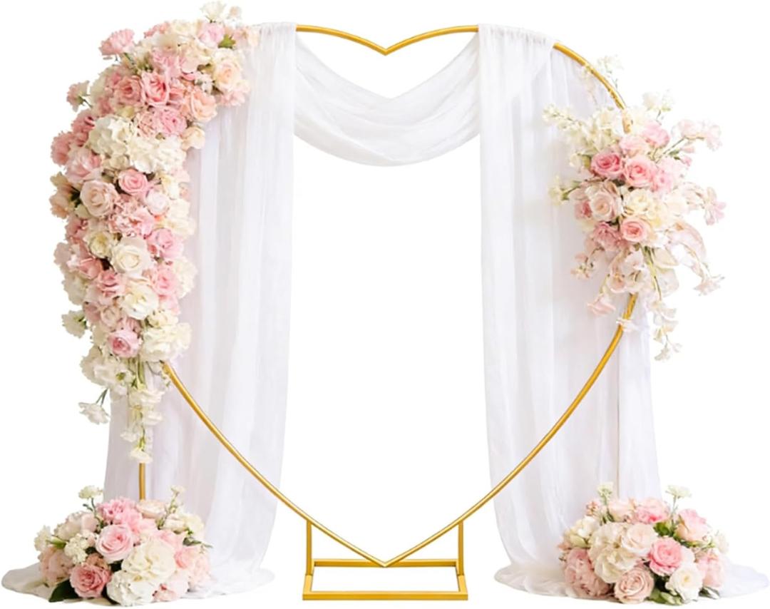 6.6 FT Heart Arch Stand, Balloon Arch Stand Kit with Base - Gold Heart Shaped Wedding Arch Frame for Proposal, Valentines Day Backdrop, Birthday, Baby Shower DecorGold