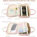 Bible Cover for Women Bible Case, Carrying Bag with 12 Highlighters and Index Bible Study Supplies journaling kit Mothers Day Christian Gifts for Women (Pink)