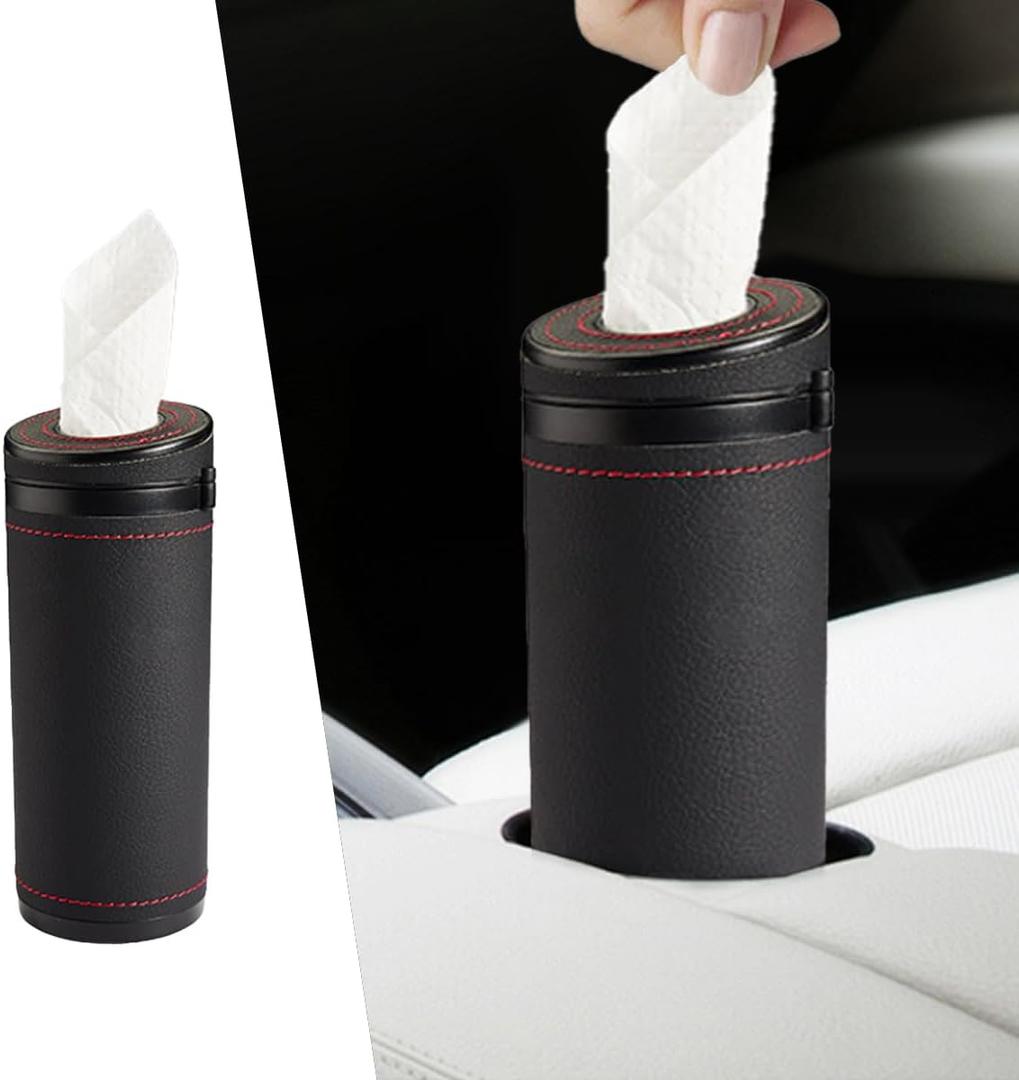 Car Tissues Holder, Multifunctional Tissue Cylinder Boxes, Car Tissues Canned, Travel Tissue Tubes, Car Box Container Fit for Car Cup Holder Home Bathroom Office (Black)