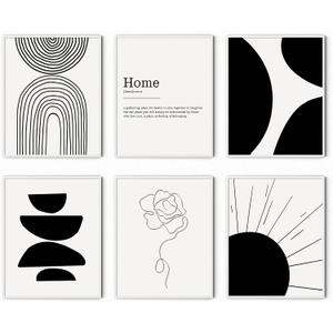 Minimalist Boho Wall Art LIYAOLI Abstract Geometric UnFramed Wall Decor Boho Room Decor Black and White Boho Wall Art Prints Line Art Canvas Painting Mid Century Modern Prints Bohemian Posters Posters for Bedroom Kitchen Living Room Office Home Decor Set of 6pcs,(8x10in UnFramed) (Black Art)