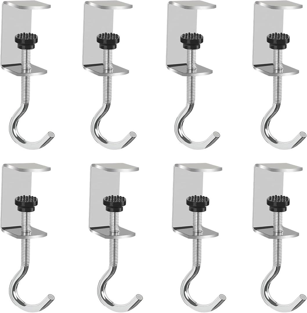 8 Pcs Desk Hook for Bag, Adjustable Metal Table Hooks for Hanging Bags