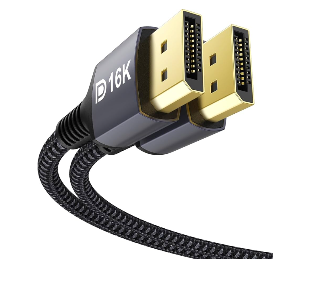 Stouchi Displayport 2.1 Cable 8FT, 80Gbps [16K@60Hz, 8K@120Hz, 4K@240Hz, 1080P@360Hz] HDR, HDCP, DSC 1.2a, FreeSync G-Sync DP Cable for Gaming Monitor, RTX 5090, RX 9070, RTX 6000 Ada