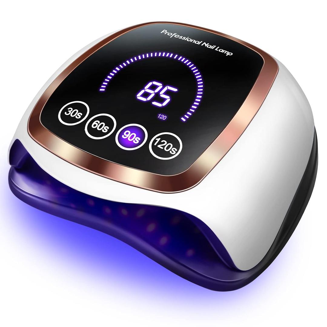 Gel UV LED Nail Lamp, 168W UV LED Nail Dryer for Gel Polish with 4 Timer Settings, Auto Sensor and LCD Touch Screen, Professional Gel Polish Light Curing Lamp for Salon and Home Use