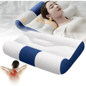 Cervical Neck Pillow, 2025 Upgraded Cervical Neck Pillow, Sleep Enhancing Cervicals Support Comfort Goose Down Pillow, 60 * 40cm Ergonomic Sleep Enhancing Cervicals Support Pillow (Blue)