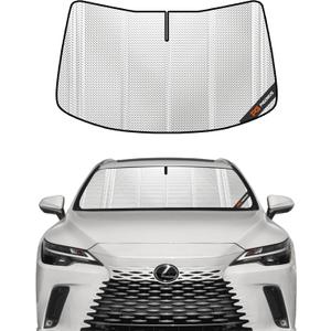Windshield Sun Shade for Lexus RX450e 2023-2025, Lexus RX300e 2024-2025. Full Coverage Rearview Mirror Shade for Ultimate Protection (Upgrade Shiny Silver)