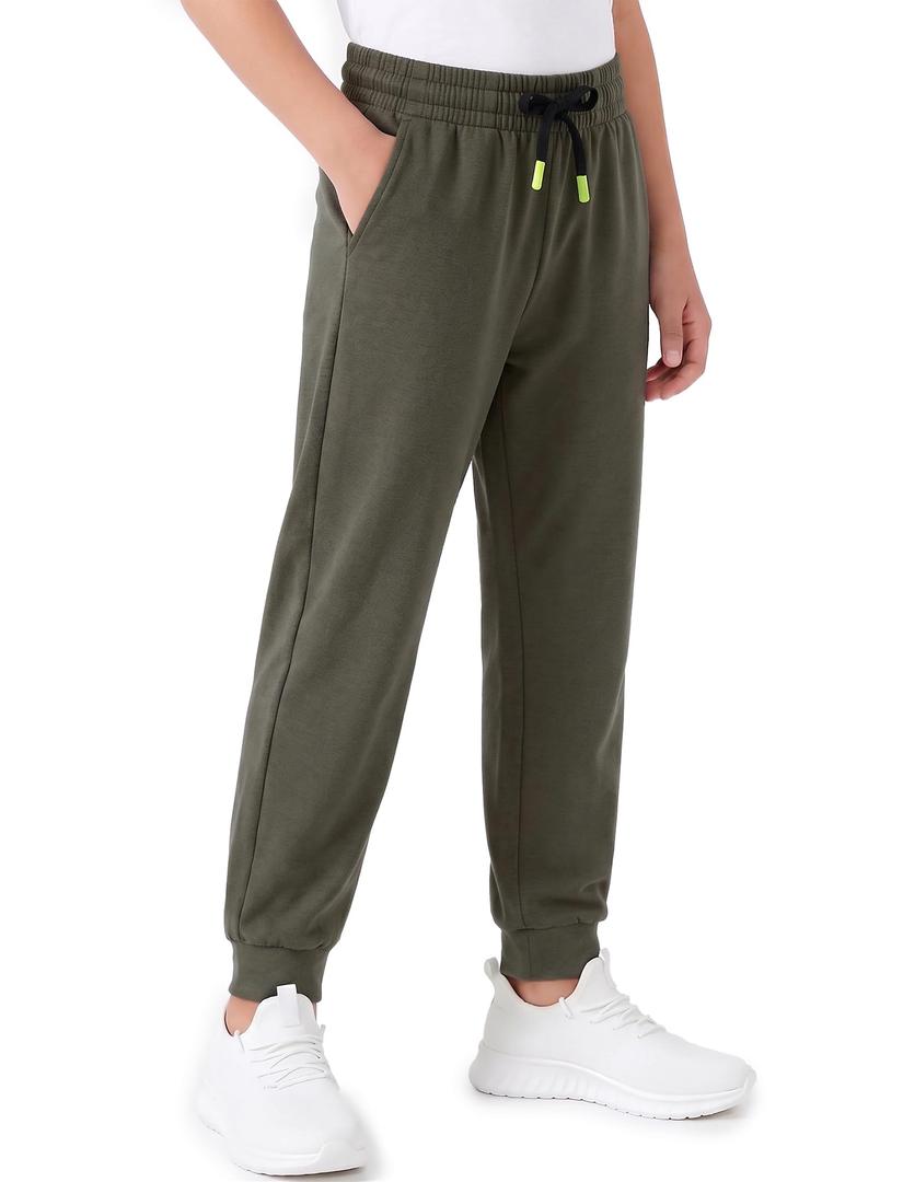 PATPAT Boys Sweatpants Joggers Lightweight Athletic Pants Green 5-6Y (Black, XS)