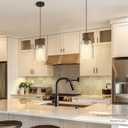 zeyu 2 Pack Farmhouse Hanging Pendant Lights Kitchen, Large Kitchen Pendant Lighting Over Island, Clear Glass Shade, Oil Rubbed Bronze Finish, ZG33M1L-2L ORB