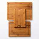 3-Piece Set Bamboo Cutting Board for Kitchen - Crack-Resistant Wood Chopping Boards with Deep Juice Grooves, Pre-Oiled Butcher Block for Meat, Vegetables & Cheese, Carbonized
