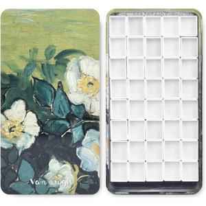 40Pcs Empty Half Pans with Magnetic Stripe Watercolor Paint Travel Tin Palette Case, Artist Paints Half Pan Kits for DIY Watercolor Oils or Acrylics Painting Art Drawing Wild Rose