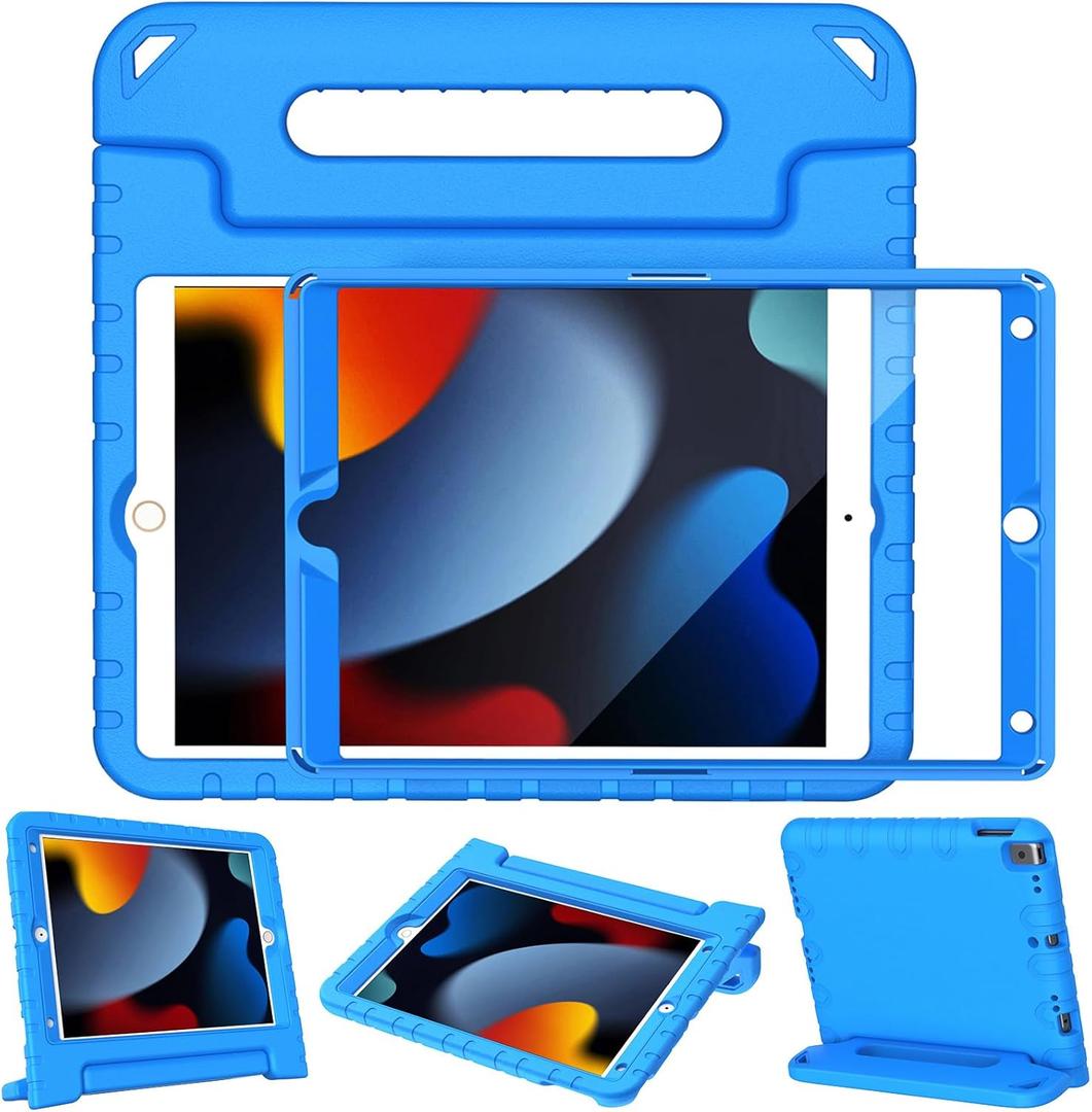 LTROP Case For iPad 9th Generation/iPad 8th Generation/iPad 7th Generation for Kids, iPad 10.2 2021/2020/2019, Shockproof Handle Stand, Blue