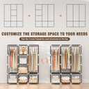 Wardrobe ClosetPortable Closets for Hanging Clothes,Free Standing Clothes Rack with Cover & 3 Hanging rods & 6 Storage Shelves & 2 Side Pockets (3 Row - 49"Wide, Black)