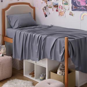 Bedsure Cooling Sheets Twin XL, Rayon Derived from Bamboo, PureWoven, Breathable & Soft Twin XL Sheet Sets, Deep Pocket Up to 16", Hotel Luxury Silky Dorm Bedding for Hot Sleepers, Dark Grey