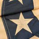 3x6 FT Tea Stained Antique US American Flag Bunting Half Fan Fully Pleated Embroidered Stars