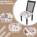 Stretch Dining Chair Seat Covers Set of 6,Dining Chair Slipcovers, Floral Printed Chair Covers,Soft Fabric Washable Upholstered Chair Seat Protector, No Rear Covers for Home Kitchen Dining Room