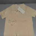 Women Knit Crop Polo Shirts,Summer Short Sleeve Ribbed Collared T-Shirt Solid Fitted V Neck Tops (M)