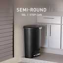 simplehuman 50 Liter / 13 Gallon Semi-Round Kitchen Step Trash Can with Secure Slide Lock, Black Plastic
