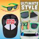 Minecraft Trucker Hat Baseball Cap and Kids Sunglasses Set Adjustable Snapback UV Protection Gamer Gifts (6-14 Years, Multi)