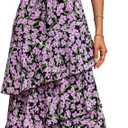 PRETTYGARDEN Women's Summer Floral Sundress Casual One Shoulder Tiered Ruffle Flowy Midi Beach Boho Dresses (M)
