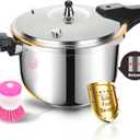 Stainless Steel Pressure Cooker, Peterboo 4 Quart Induction Compatible Thickened Pressure Cooker with Spring Valve Safeguard Devices, Compatible with Gas & Induction Cooker 2-3 Members Use