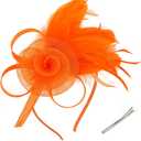 Fascinators Hats for Women Derby Hat Tea Party Headband for Cocktail, Wedding, Church, Fancy Dress Party (Orange)