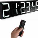 26'' Huge Digital Wall Clock, Home Gym Interval Workout Timer Clock, with Seconds Countdown/up, Stopwatch, 8-Alarms, 7-Color Night Light for Tabata/HIIT/MIIT/EMOM/FGB/Boxing (White), Extral Large