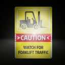3 Pack "Caution - Watch For Forklift Traffic" Sign, 10" x 14" Aluminum Watch For Forklift Safety Signs, Reflective Warning Sign for Indoor Outdoor Use, Fade-Resistant, UV Protected, Waterproof