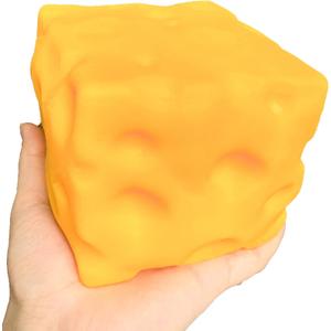 Yellow Jumbo 3.94in Cheese Squishy Fidget Toys, Soft Squeeze Cheese Block, Soft Novelty Toy, Sensory Stress Relief Fidget Toy for Adults & Kids