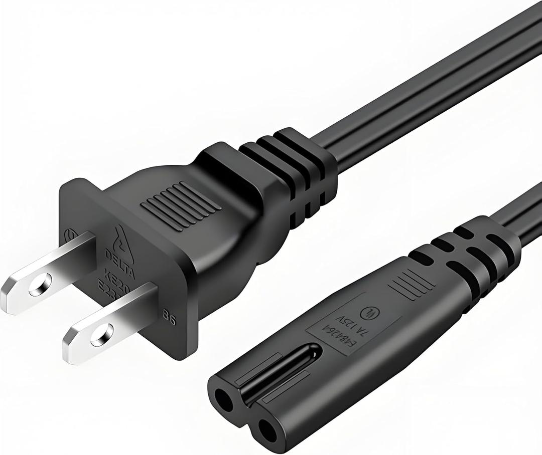 6FT LG TV Power Cord for LG TV 24" 28" 32" 40" 43" 48" 49" 50" 55" 60" 65" 75" 80" 85" LCD HD Smart 4K TVs 2 Prong AC Power Cable, 43LH570A 55UH6090 55LH575A 55UH6030 32LH500B Charging Cable (Black)