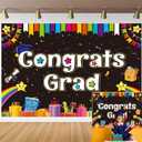 Preschool Graduation Backdrop Colorful Congrats Grad Banner for Kindergarten Class of 2026 Ceremony Supplies Congratulations Grad Party Outdoor Decorations (8X6 FT)