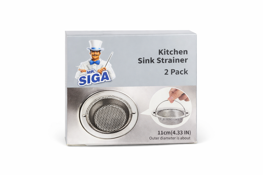 MR.SIGA Kitchen Sink Strainer, Stainless Steel Sink Drain Strainer, Dishwasher Safe, Outer Diameter 4.4 inch/11.2cm, Inner Diameter 3 inch/7.6cm, Pack of 2