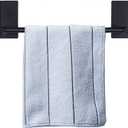 NearMoon Self Adhesive Bathroom Towel Bar- Stainless Steel Bath Wall Shelf Rack Hanging Towel Stick On Sticky Hanger Contemporary Style, NO Drilling (1 Pack, Matte Black, 9-Inch Towel Rack)