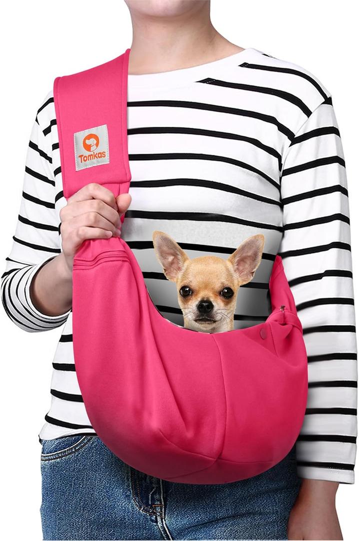 Tomkas Dog Sling Carrier for Small Dogs Puppy Carrier for Small Dogs, Rose Red, For Pets Weight 2-7 lbs