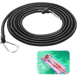 Foam Water Pad Bungee Cord, 118 Inch Lily Pad Tether Floating Mat Straps Tether Lake Mat Bungee Cord with 2 Carabiners Floating Mat Tether Kit for All Foam Water Pads