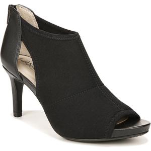 LifeStride Womens Mod Cutout Peeptoe Heeled Sandals (7 Wide, Black)