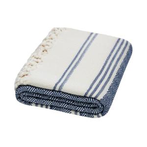 DEMMEX Organic Diamond Turkish Bath & Beach Towel - 100% Oeko-TEX Certified Cotton - Ultra-Soft, Quick-Dry, Lightweight, Compact Luxury Peshtemal Towel, Prewashed, Oversized, 71"x36", Navy Blue