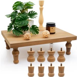 Wooden Riser Decorative Tray, Farmhouse Wood Pedestal Stand, Rustic Tray Riser Display Stand, Coffee Bar, Dining Room, Centerpiece, Kitchen, Bathroom Table Decor (Wood)