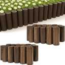 Wood Garden Edging for Landscaping  Decorative Round Log Border for Flower Beds, Pathways, and Lawn Edging, Natural Solid Pine with Durable Twine Connection (5.9" H x 35" L, 2 Pack)