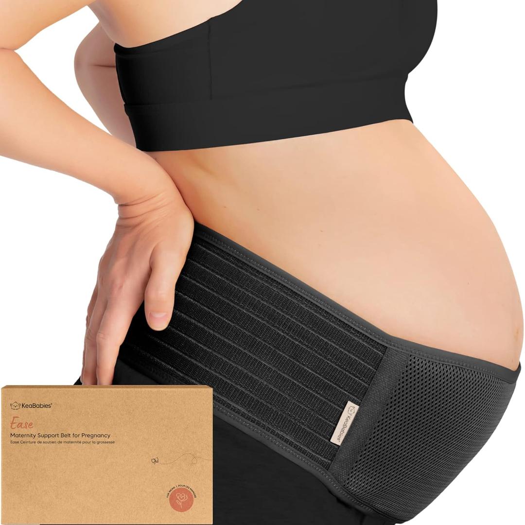 KeaBabies Pregnancy Belly Bands for Pregnant Women - 1-Pack, Soft & Breathable Maternity Belly Support Band, Easy Adjustable Maternity Belt for Back, Pelvic Support, Comfortable (Midnight Black, M/L)
