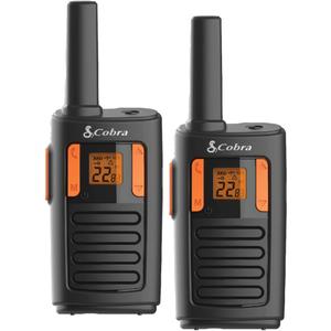 Cobra RX180 Walkie Talkies (2-Pack)  Lightweight, Easy-to-Use Compact Two Way Radios Long Range, 22 Preset Channels, NOAA Weather Alerts, VOX Feature, LED Flashlight (Orange/Black)