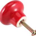 JAPCHET 16 Pack Red Ceramic Cabinet Knobs, 32 MM/1.26Inch Single Hole Ceramic Door Knobs with Screws, Button Round Mushroom Door Pulls for Kitchen Cabinet, Cupboard, Wardrobe, Dresser