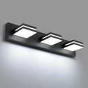 SineRise LED Modern Bathroom Vanity Light Fixtures, Modern Acrylic Bathroom Wall Lighting Fixtures Over Mirror (Cool White 6000K) (3-Light, 24-Inch), Matte Black- Non-dimmable
