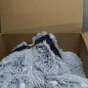 BFPETHOME Dog Beds for Large Dogs, Plush Dog Crate Bed Fluffy Cozy Kennel Pad for Sleeping &Ease Anxiety, Washable Pet Mats with Anti-Slip Bottom for Large Dogs, Grey (L(35x23 inch))