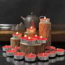 3 x 10 Pack Tea Candles Wedding Party and Home Decoration Votive Parties Tealight Small Wishing Bulk with 1.5-2 Hours Extended Burn Time Mini for Birthday Emergency Family (Red)